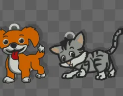 Animated cat and dog keychain