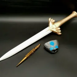 Azrael's Blade | Lucifer Flaming Sword | Unique x3 Part Design | Wall Mount or Plinth Available | By Collins Creations 3D