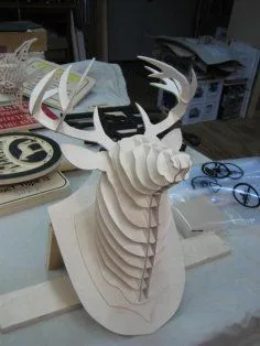 Deer Head 3D puzzle dxf