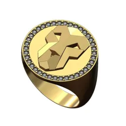 Geometric large 21mm round diamond ring US size 9 3D print model