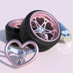 Heart SET with SK MONA wheels, steering wheel, exhaust pipe
