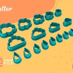 Polymer clay cutter  /clouds with rain/Lorren3d