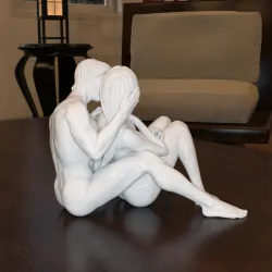 Sculpture Romantic Nude Couple Sitting