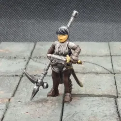 Vampire Huntress Miniature, Hammer and Sword