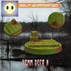 Wooden Raft Base (32mm round Swamp base)