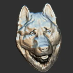 American Akita Head 3D Relief