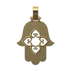Floral heart square ornament Hamssa pendant 3D print model