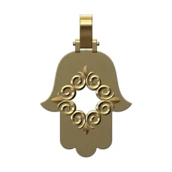 Floral motif hamssa pendant with bail 3D print model