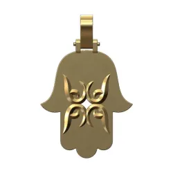 Floral scroll engraving Hamssa pendant 3D print model