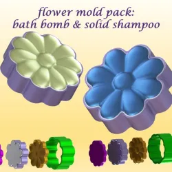 flower mold pack: BATH BOMB, SOLID SHAMPOO