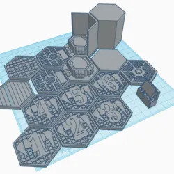 Hex Board Game Tiles and Base Rings