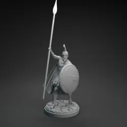 Spartan warrior raising spear