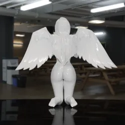 Statue Nude woman angel kneeling