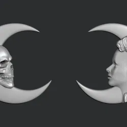 STL models for 3D printing and CNC Moon, girl and skull