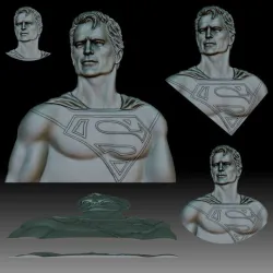 Superman portrait bas-relief model for CNC router or 3D printer
