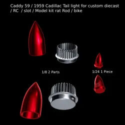 Caddy 59 / 1959 Cadillac Tail light for custom diecast / RC / slot / Model kit rat Rod / bike