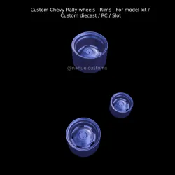 Custom Chevy Rally wheels - Rims - For model kit / Custom diecast / RC / Slot