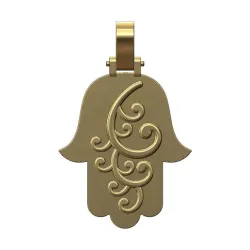 Simple floral scroll Hamssa pendant with bail 3D print model