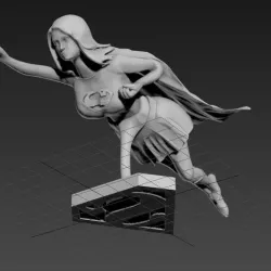 Supergirl flying with stand