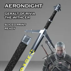 Aerondight -- Witcher Silver Sword -- Sliced Print Ready -- Geralt Of Rivia