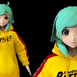ANIME CHARACTER GIRL SCULPTURE 3D PRINT MODEL 3