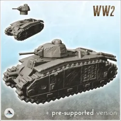 B1 bis French tank - (pre-supported version included) Flames of war Bolt Action WW2 Second world war vehicle