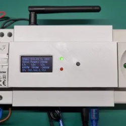 DIN rail case for EmonTX v3 with EmonESP and OLED display (SH1106).