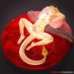 Futanari Demon on Bed - Printable Ready