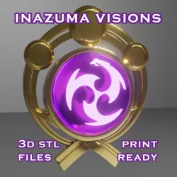 Inazuma Vision Set -- Genshin Impact -- Vision Frame and 7 Different Stone