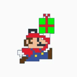 Mario Bross with pixel keychain gift, christmas decorations