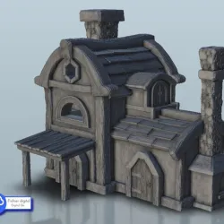 Medieval shop with fireplace - Medieval Gothic Feudal Old Archaic Saga 28mm 15mm RPG