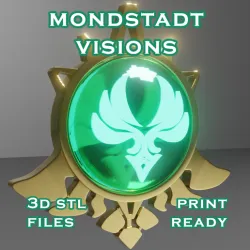 Mondstadt Vision Set -- Genshin Impact -- Vision Frame and 7 Different Stone