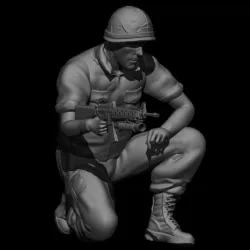 SOLDIER CROUCHING WITH M16