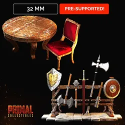 Table + chair and Weapons rack (Dungeons and Dragons | Hero Quest)