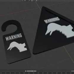 Warning sign, wall and door, goose
