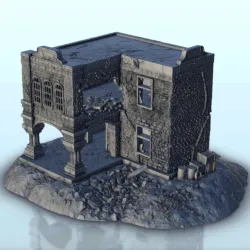 Brick building in ruins 21 - Flames of war Bolt Action Desertic Modern Warhammer