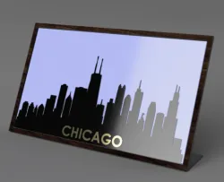 Chicago, Houston Skyline Frame and Desktop angled base