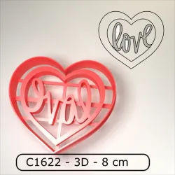 Cookie cutter / Cortante de galletitas - Valentines day LOVE in heart / LOVE en Corazon para San Valentin