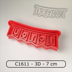 Cookie stamp / Cortante de galletitas sello - I LOVE YOU banner / Banderin I LOVE YOU