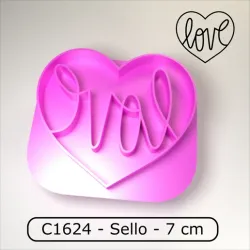 Cookie stamp / Cortante de galletitas sello - "LOVE" in simple Valentines day heart / "LOVE" en corazon de San Valentin simple