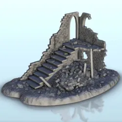 Corner ruins with stair 22 - Flames of war Bolt Action Desertic Modern Warhammer
