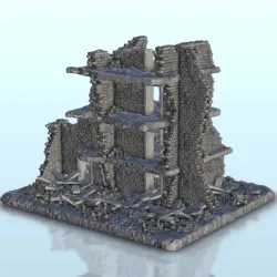 Destroyed appartment block 14 - Flames of war Bolt Action Desertic Modern Warhammer