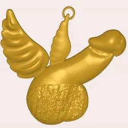 Exclusive Decorative toy for Christmas tree - Gold penis flying on the wings  3d print cnc