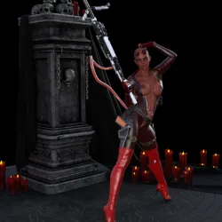 HELLGIRL SEXY WITH BIG GUN AND STAND