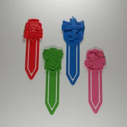 Hogwarts House Bookmarks Collection - Hufflepuff, Ravenclaw, Slytherin & Gryffindor in 3D
