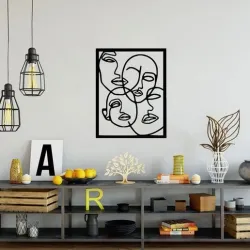 line art : Picasso style 4 faces