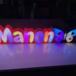 Luminous name Manon with butterfly