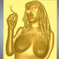Nude Woman Smoking Cigarette cannabis Recreation High Life Lovers nb-20 for 3d printing ana cnc router real bas-relief