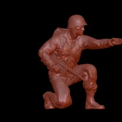 SOLDIER CROUCHING DOWN TO SIGNAL POSITION