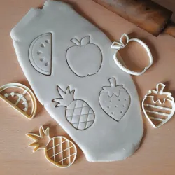 x4 pack fruit dough cutters cookies pineapple strawberry apple watermelon